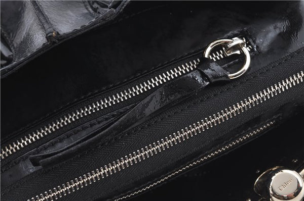 Authentic Chloe Eloise 2Way Shoulder Hand Bag PVC Leather Black Junk H9111