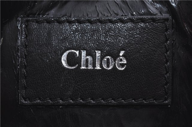 Authentic Chloe Eloise 2Way Shoulder Hand Bag PVC Leather Black Junk H9111