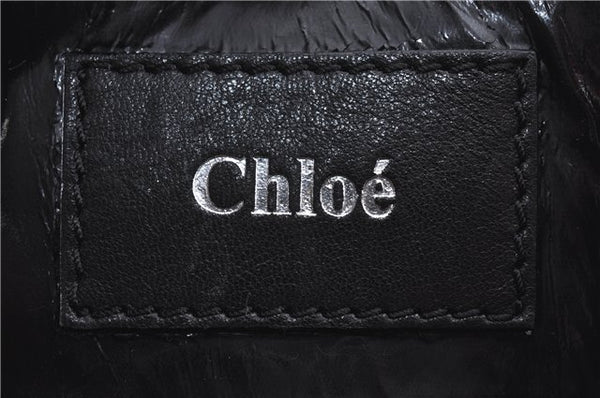 Authentic Chloe Eloise 2Way Shoulder Hand Bag PVC Leather Black Junk H9111