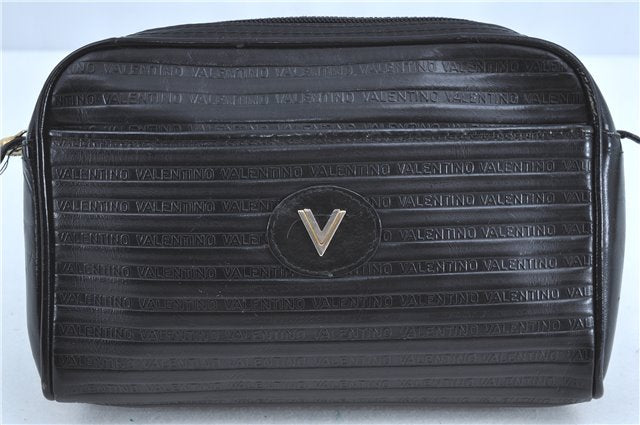 Authentic MARIO VALENTINO Shoulder Cross Body Bag Purse Leather Black H9112