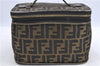 Authentic FENDI Zucca Vanity Bag Pouch Purse Nylon Leather Brown H9114