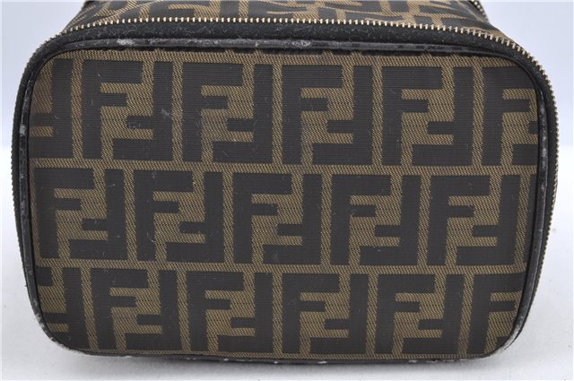 Authentic FENDI Zucca Vanity Bag Pouch Purse Nylon Leather Brown H9114