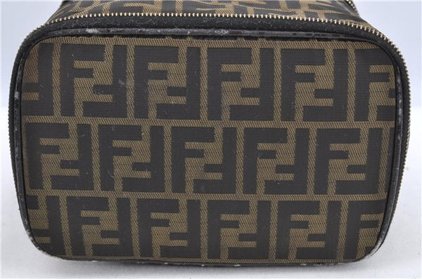 Authentic FENDI Zucca Vanity Bag Pouch Purse Nylon Leather Brown H9114