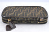 Authentic FENDI Zucca Vanity Bag Pouch Purse Nylon Leather Brown H9114
