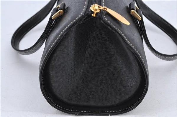 Authentic Burberrys Vintage Leather Hand Bag Purse Black H9116