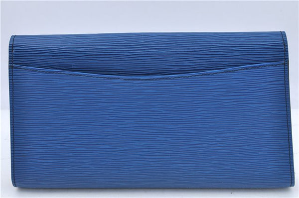 Authentic Louis Vuitton Epi Arts Deco Clutch Bag Blue M52635 LV H9119