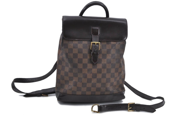 Authentic Louis Vuitton Damier Soho Backpack N51132 LV Junk H9134