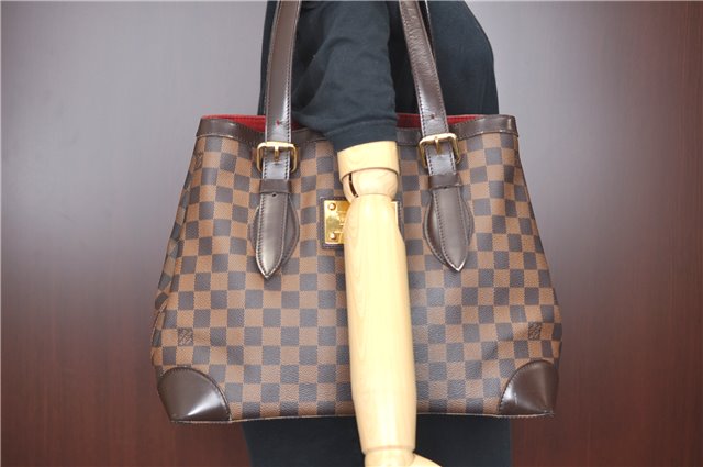 Authentic Louis Vuitton Damier Hampstead MM Shoulder Tote Bag N51204 LV H9145