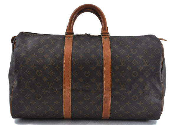 Authentic Louis Vuitton Monogram Keepall 50 Boston Bag M41426 LV H9160