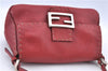 Authentic FENDI Mamma Baguette Shoulder Hand Bag Leather Red H9170