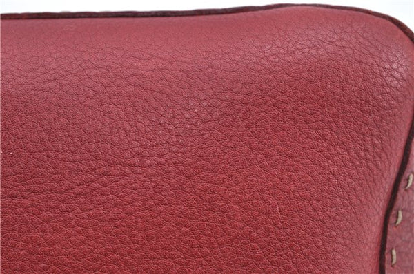 Authentic FENDI Mamma Baguette Shoulder Hand Bag Leather Red H9170