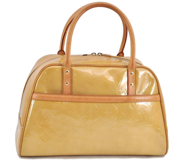 Authentic Louis Vuitton Vernis Tompkins Square Hand Bag Yellow M91149 LV H9174