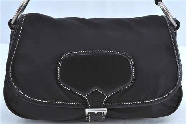 Authentic PRADA Nylon Leather Shoulder Hand Bag Purse Black H9179