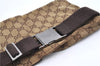 Authentic GUCCI Waist Body Bag GG Canvas Leather 28566 Brown H9208