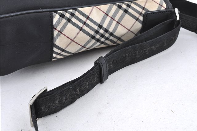 Authentic BURBERRY BLACK LABEL Nova Check Shoulder Cross Bag Nylon Black H9211