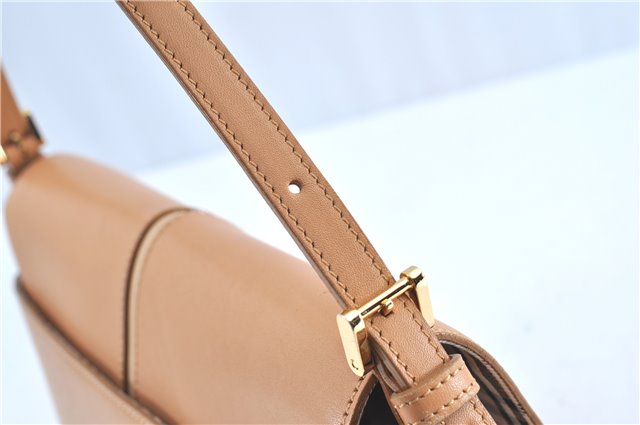 Authentic BURBERRY Vintage Leather Shoulder Hand Bag Purse Beige H9220