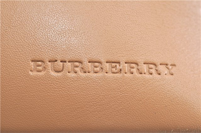 Authentic BURBERRY Vintage Leather Shoulder Hand Bag Purse Beige H9220