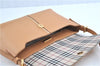 Authentic BURBERRY Vintage Leather Shoulder Hand Bag Purse Beige H9220