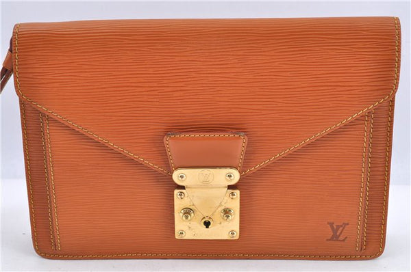 Authentic Louis Vuitton Epi Sellier Dragonne Clutch Bag Brown M52618 LV H9224