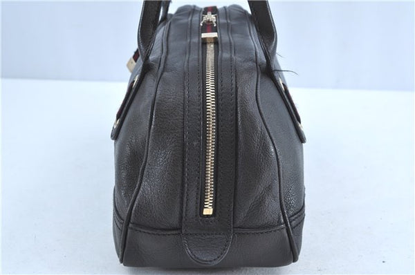 Auth GUCCI Sherry Line Princy Ribbon Shoulder Bag Leather 161720 Black H9236