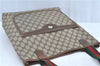 Authentic GUCCI Web Sherry Line Shoulder Tote Bag GG PVC Leather Brown H9240