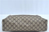 Authentic GUCCI Web Sherry Line Shoulder Tote Bag GG PVC Leather Brown H9240