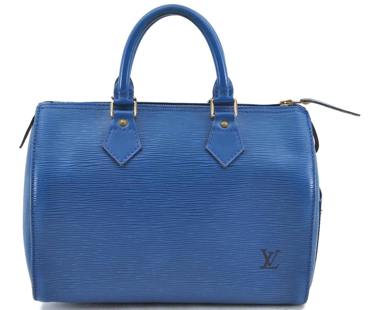 Authentic Louis Vuitton Epi Speedy 25 Hand Bag Blue M43015 LV H9253