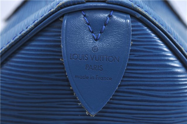 Authentic Louis Vuitton Epi Speedy 25 Hand Bag Blue M43015 LV H9253