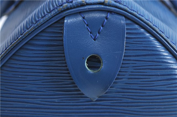 Authentic Louis Vuitton Epi Speedy 25 Hand Bag Blue M43015 LV H9253