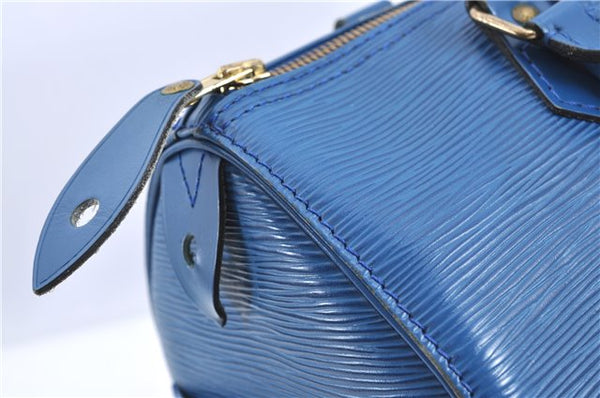 Authentic Louis Vuitton Epi Speedy 25 Hand Bag Blue M43015 LV H9253