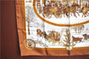 Authentic HERMES Carre 90 Scarf "The Bull & Mouth Regents" Silk Brown H9260