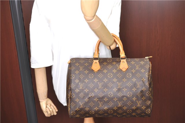 Authentic Louis Vuitton Monogram Speedy 35 Hand Bag M41524 LV H9273