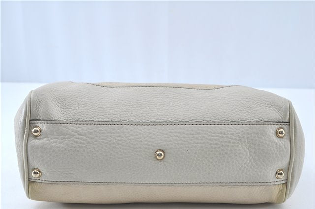 Authentic GUCCI Bamboo 2way Hand Shoulder Bag Leather 308360 White Ivory H9281