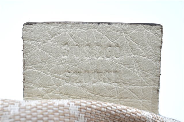 Authentic GUCCI Bamboo 2way Hand Shoulder Bag Leather 308360 White Ivory H9281