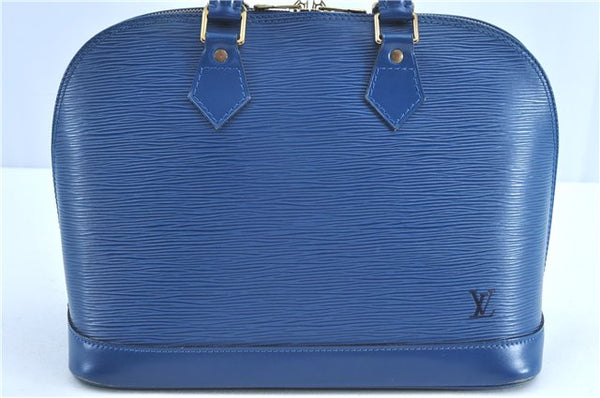 Authentic Louis Vuitton Epi Alma PM Hand Bag Blue M52145 LV H9290