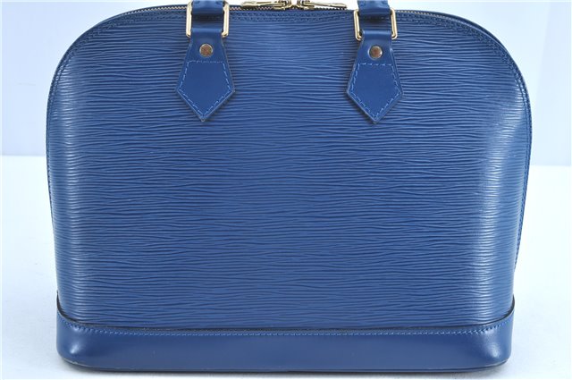 Authentic Louis Vuitton Epi Alma PM Hand Bag Blue M52145 LV H9290