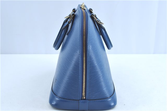 Authentic Louis Vuitton Epi Alma PM Hand Bag Blue M52145 LV H9290