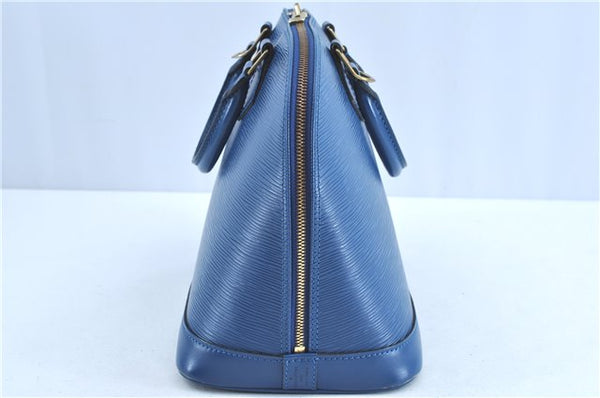 Authentic Louis Vuitton Epi Alma PM Hand Bag Blue M52145 LV H9290