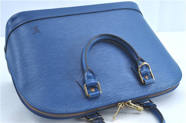 Authentic Louis Vuitton Epi Alma PM Hand Bag Blue M52145 LV H9290