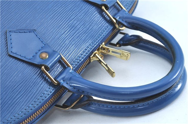 Authentic Louis Vuitton Epi Alma PM Hand Bag Blue M52145 LV H9290