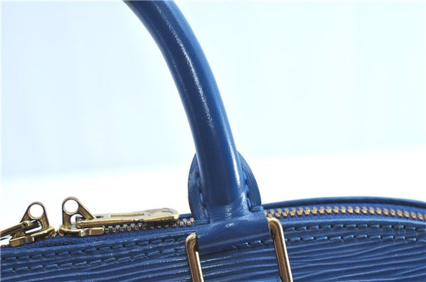 Authentic Louis Vuitton Epi Alma PM Hand Bag Blue M52145 LV H9290