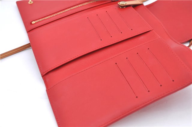 Authentic Louis Vuitton Vernis Walker Shoulder Cross Wallet Red M91153 LV H9310