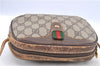 Authentic GUCCI Web Sherry Line Shoulder Cross Bag GG PVC Leather Brown H9312