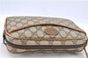 Authentic GUCCI Shoulder Clutch Bag Purse GG PVC Leather Brown Junk H9321