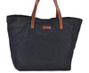 Authentic GUCCI Shoulder Tote Bag GG Nylon Leather 282439 Navy Blue Junk H9322