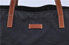 Authentic GUCCI Shoulder Tote Bag GG Nylon Leather 282439 Navy Blue Junk H9322