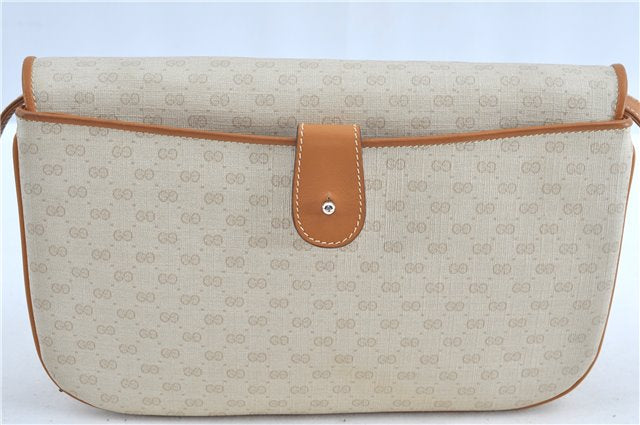 Authentic GUCCI Micro GG PVC Leather Shoulder Cross Body Bag Ivory Brown H9334