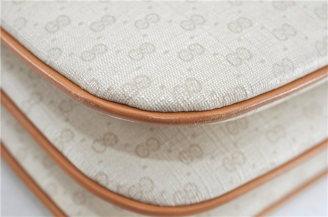 Authentic GUCCI Micro GG PVC Leather Shoulder Cross Body Bag Ivory Brown H9334