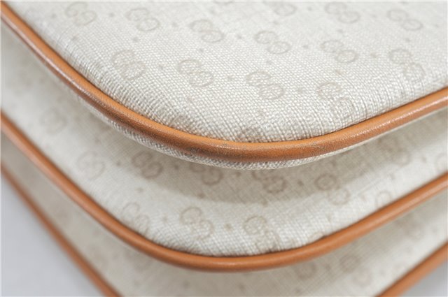 Authentic GUCCI Micro GG PVC Leather Shoulder Cross Body Bag Ivory Brown H9334