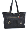 Authentic GUCCI Abbey Shoulder Tote Bag GG Canvas Leather 146247 Black H9338